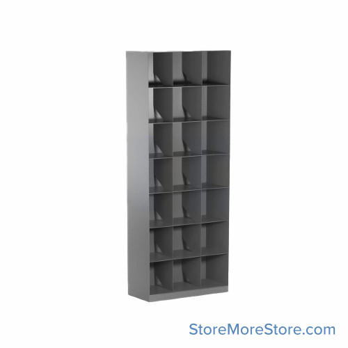 Slanted shelving, 32.5" W x 14" D x 77.25" H, 7 Levels, Legal Storage Slanted shelving, 32.5" W x 14" D x 77.25" H, 7 Levels, Legal Storage