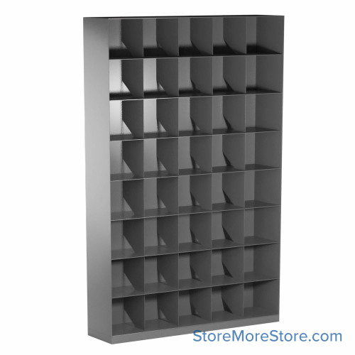 Slanted shelving, 56.5" W x 14" D x 88" H, 8 Levels, Legal Storage Slanted shelving, 56.5" W x 14" D x 88" H, 8 Levels, Legal Storage