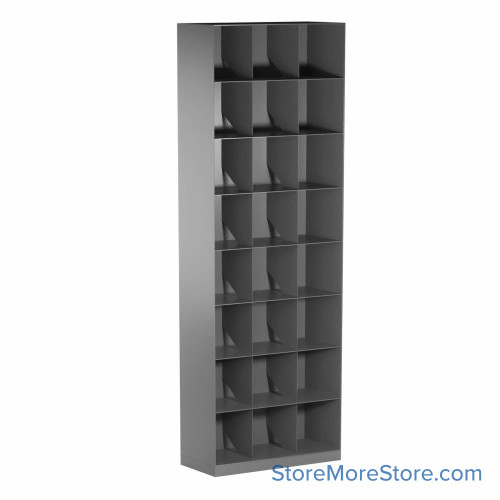 Slanted shelving, 32.5" W x 14" D x 88" H, 8 Levels, Legal Storage Slanted shelving, 32.5" W x 14" D x 88" H, 8 Levels, Legal Storage