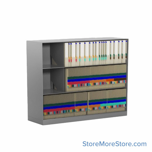 Slanted shelving, 44.5" W x 14" D x 34.25" H, 3 Levels, Legal Storage Slanted shelving, 44.5" W x 14" D x 34.25" H, 3 Levels, Legal Storage