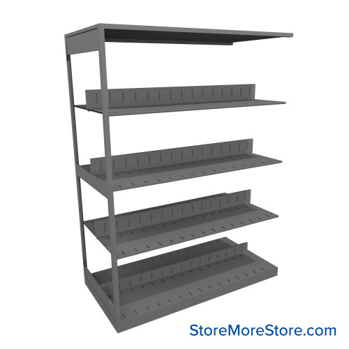 Binder Shelving, 48" W x 24" D x 64.25" H, 4 Shelves, Double-Sided Adder Unit