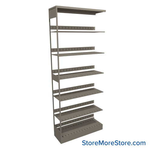 Binder Shelving, 36" W x 12" D x 88.25" H, 6 Shelves, Single-Sided Adder Unit Binder Shelving, 36" W x 12" D x 88.25" H, 6 Shelves, Single-Sided Adder Unit