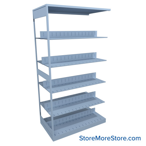 Binder Shelving, 42" W x 24" D x 76.25" H, 5 Shelves, Double-Sided Adder Unit