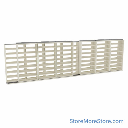 Letter Sliding File Shelves, 340" W x 26.5" D x 95.75" H