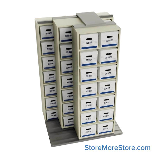Sliding Box Shelving Storage Systems, 64" W x 53" D x 93.75" H, 2 Stationary Rows, 30" Shelf Width, 2 Moveable Rows
