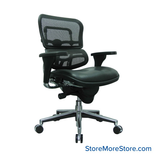 Ergohuman Office Chair, 40" High, Leather/Mesh, Mid-Back Executive (no headrest)
