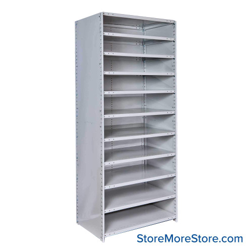 Antimicrobial Shelving, 48" W x 12" D, Starter Unit, Closed Shelving, 11 Adjustable Shelfs