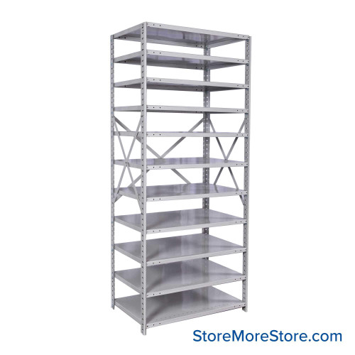 Antimicrobial Shelving, 36" W x 24" D, Starter Unit, Open Shelving, 11 Adjustable Shelfs