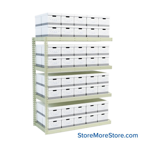 File Box Rack, 69" W x 30" D x 84" H, Adder Unit, No Decking File Box Rack, 69" W x 30" D x 84" H, Adder Unit, No Decking
