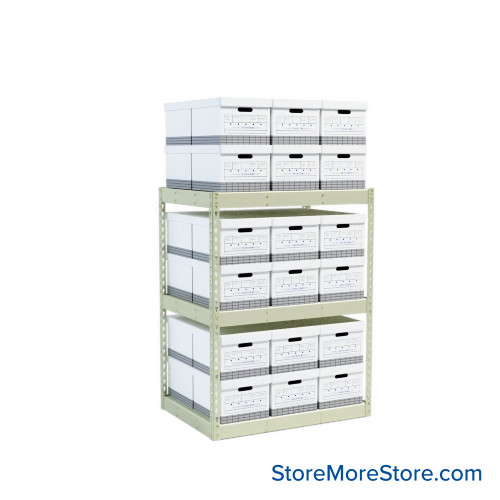 File Box Rack, 42" W x 30" D x 60" H, Starter Unit, Steel File Box Rack, 42" W x 30" D x 60" H, Starter Unit, Steel