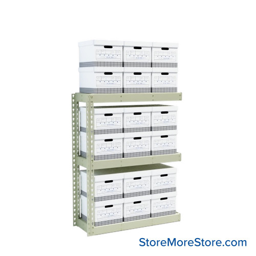 File Box Rack, 42" W x 15" D x 60" H, Adder Unit, No Decking File Box Rack, 42" W x 15" D x 60" H, Adder Unit, No Decking