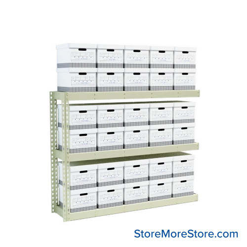 File Box Rack, 69" W x 15" D x 60" H, Adder Unit, No Decking File Box Rack, 69" W x 15" D x 60" H, Adder Unit, No Decking