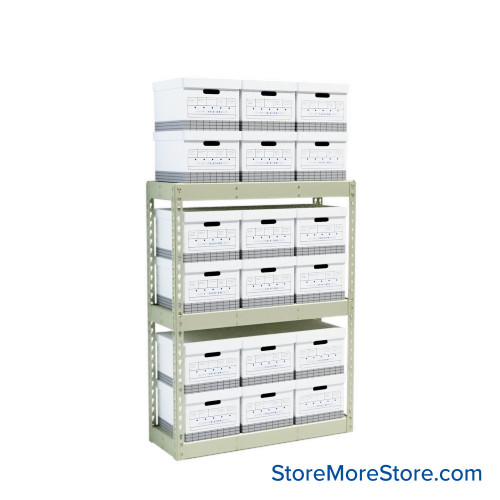 File Box Rack, 42" W x 15" D x 60" H, Starter Unit, Steel