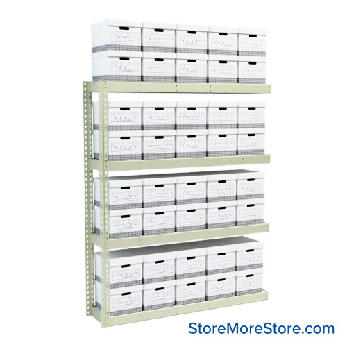 File Box Rack, 69" W x 15" D x 84" H, Adder Unit, No Decking File Box Rack, 69" W x 15" D x 84" H, Adder Unit, No Decking