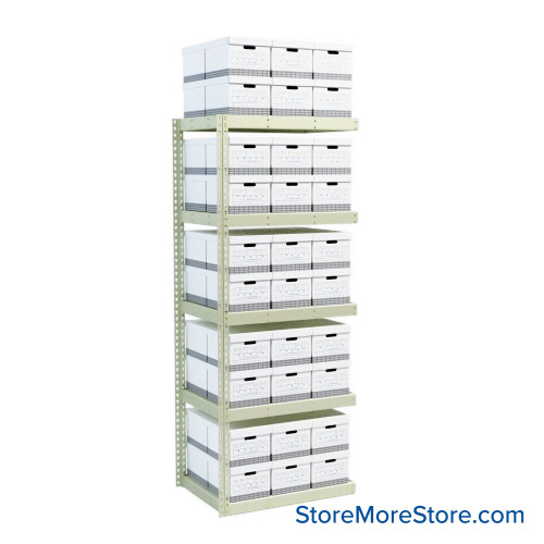 File Box Rack, 42" W x 30" D x 108" H, Adder Unit, Steel