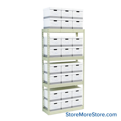 File Box Rack, 42" W x 15" D x 84" H, Starter Unit, Particle Board