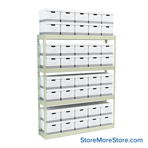 File Box Rack, 69" W x 15" D x 84" H, Starter Unit, Particle Board