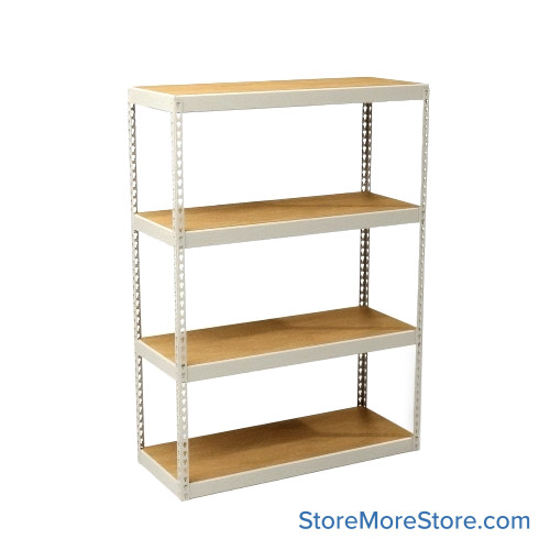 Bulk Storage Racks, 60" W x 48" D x 84" H, Angle Beam, Particle Board Decking