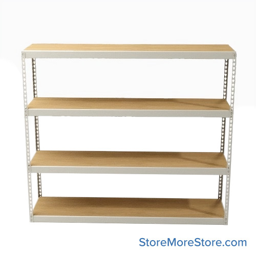 Bulk Storage Racks, 96" W x 36" D x 84" H, Angle Beam, Particle Board Decking