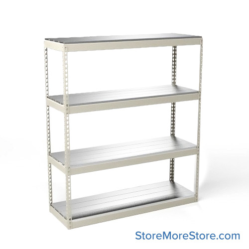 Bulk Storage Racks, 72" W x 24" D x 84" H, Angle Beam, Steel Decking