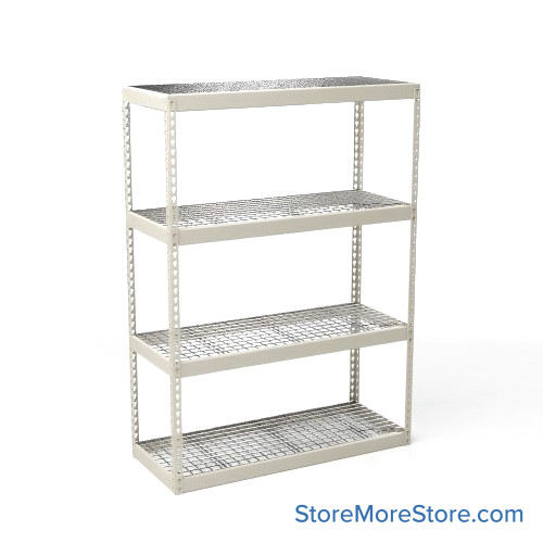 Bulk Storage Racks, 60" W x 18" D x 84" H, Angle Beam, Wire Decking