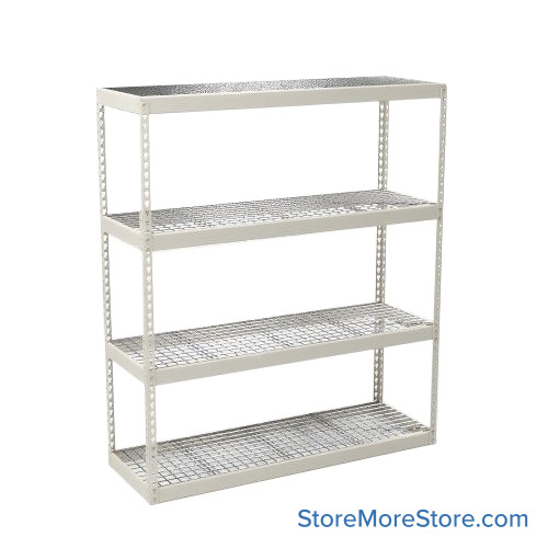 Bulk Storage Racks, 72" W x 48" D x 84" H, Angle Beam, Wire Decking