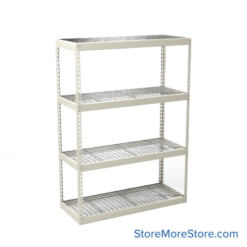 Bulk Storage Racks, 60" W x 48" D x 84" H, Angle Beam, Wire Decking