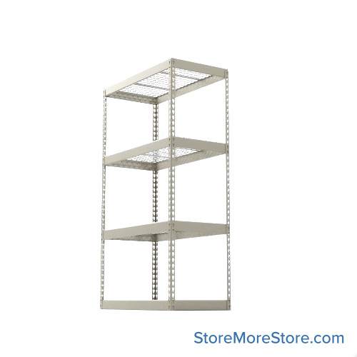 Bulk Storage Racks, 60" W x 24" D x 84" H, Angle Beam, Wire Decking