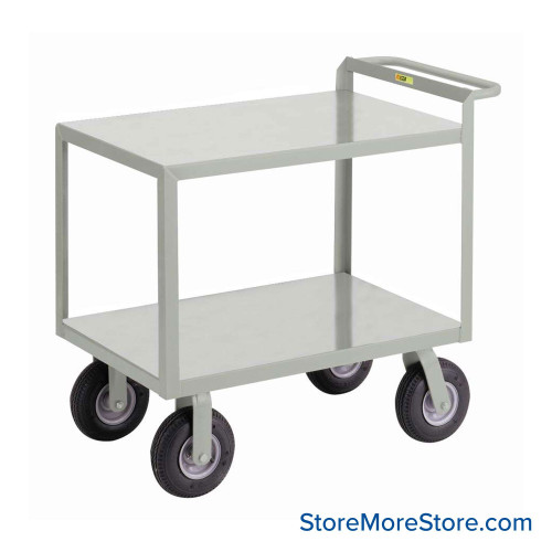 Mobile Utility Cart, 24" W x 36" D x 35" H, 10" Solid Rubber Casters, Flush Shelves
