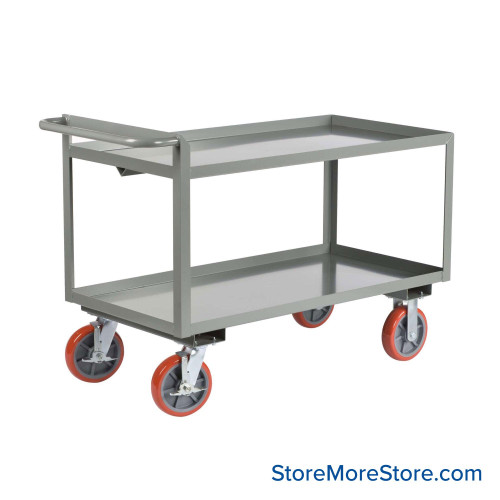 Mobile Utility Cart, 24" W x 48" D x 32" H, 8" Polyurethane Casters, 1.5" Retaining Lip