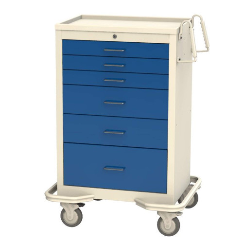 Aluminum and Steel Anesthesia Carts, 32" W x 25" D x 46" H, 3 Small, 2 Medium, 1 Large, Key Lock