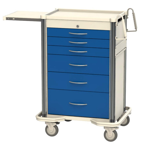 Aluminum and Steel Anesthesia Carts, 32" W x 25" D x 43.5" H, 3 Small, 2 Medium, 1 Large, Push Button Lock w/ Key Override