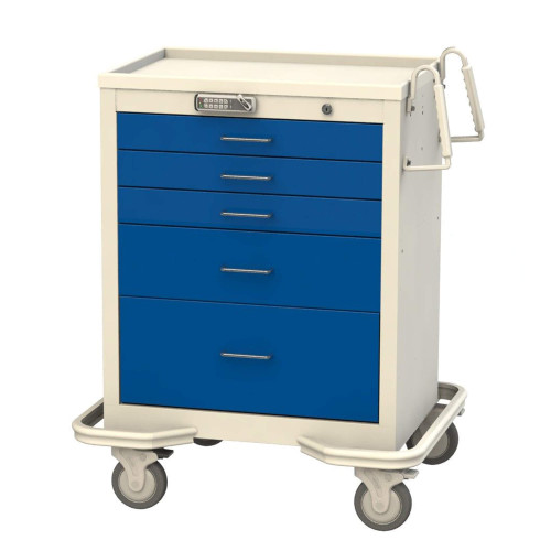 Aluminum and Steel Anesthesia Carts, 32" W x 25" D x 40" H, 3 Small, 1 Medium, 1 Large, Electronic Push Button Lock w/ Key Override, Steel