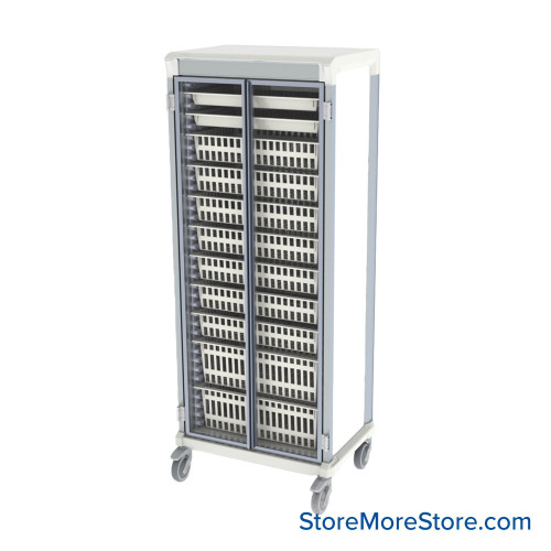 Medical Storage Cabinets on Wheels, 28" W x 19" D x 71" H, Standard Medical, Glass Door