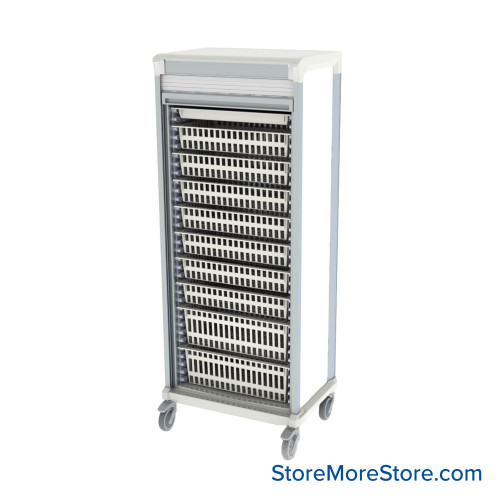Medical Storage Cabinets on Wheels, 28" W x 19" D x 71" H, Standard Medical, Tambour Door, Key Lock