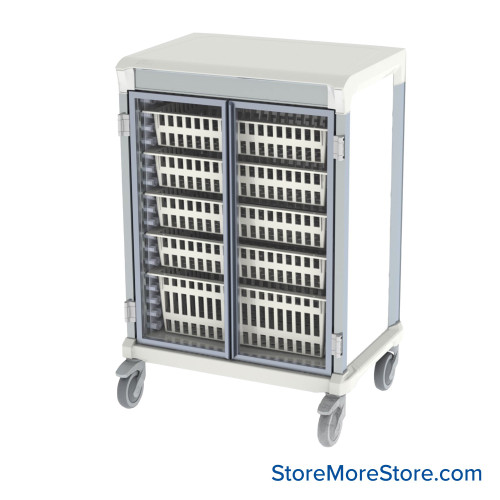 Medical Storage Cabinets on Wheels, 28" W x 19" D x 42" H, Standard Medical, Glass Door, Electronic Lock