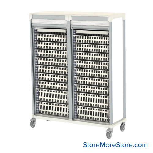 Medical Storage Cabinets on Wheels, 56" W x 19" D x 71" H, Standard Medical, Tambour Door, Electronic Lock