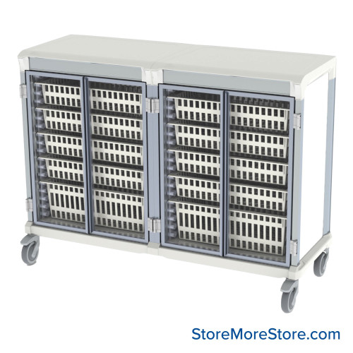Medical Storage Cabinets on Wheels, 56" W x 19" D x 42" H, Standard Medical, Glass Door, Key Lock