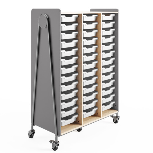 Rolling Storage Cart with Drawers and Whiteboard, 43.25" W x 60" H