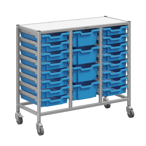 Classroom Storage Cart, 16 Shallow & 4 Deep Trays