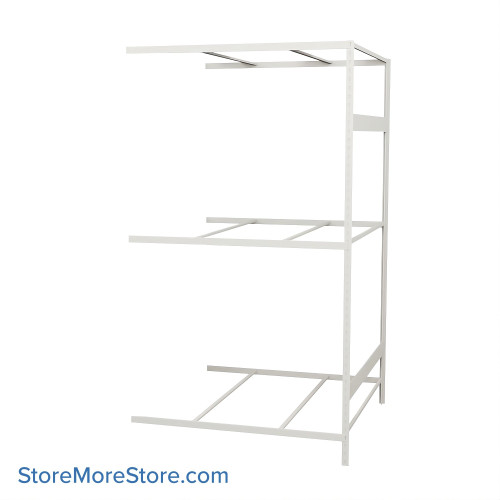 Wide Span Shelving, 48" W x 48" D x 87" H, Open - Adder, Medium-Duty (14-Gauge), No Decking, 3 Adjustable Levels Wide Span Shelving, 48" W x 48" D x 87" H, Open - Adder, Medium-Duty (14-Gauge), No Decking, 3 Adjustable Levels