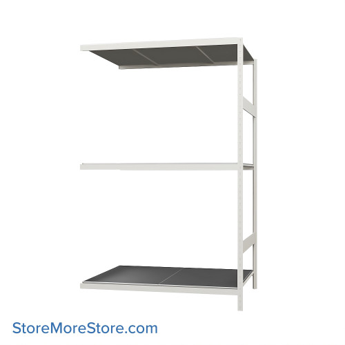 Wide Span Shelving, 48" W x 36" D x 75" H, Open - Adder, Medium-Duty (14-Gauge), Steel, 3 Adjustable Levels Wide Span Shelving, 48" W x 36" D x 75" H, Open - Adder, Medium-Duty (14-Gauge), Steel, 3 Adjustable Levels