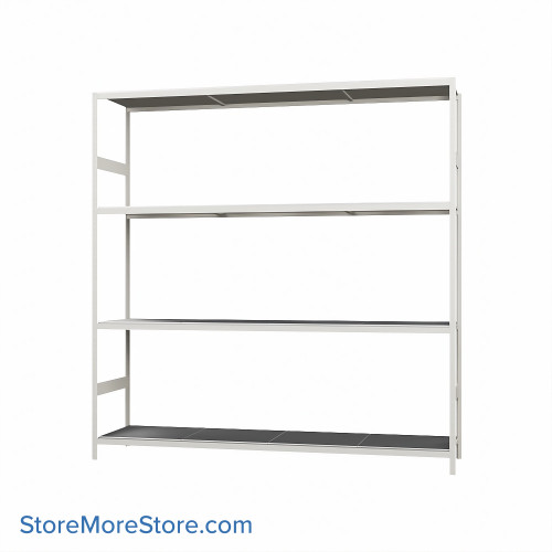 Wide Span Shelving, 96" W x 24" D x 99" H, Open - Starter, Heavy-Duty (12-Gauge), Steel, 4 Adjustable Levels Wide Span Shelving, 96" W x 24" D x 99" H, Open - Starter, Heavy-Duty (12-Gauge), Steel, 4 Adjustable Levels