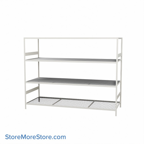 Wide Span Shelving, 96" W x 36" D x 75" H, Open - Starter, Heavy-Duty (12-Gauge), Wire, 4 Adjustable Levels Wide Span Shelving, 96" W x 36" D x 75" H, Open - Starter, Heavy-Duty (12-Gauge), Wire, 4 Adjustable Levels