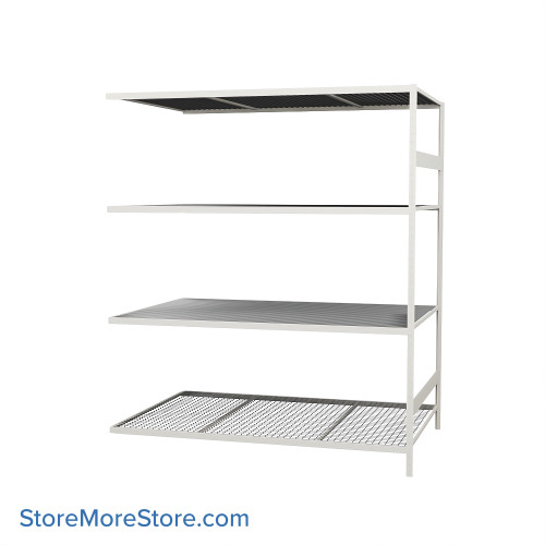 Wide Span Shelving, 72" W x 48" D x 87" H, Open - Adder, Heavy-Duty (12-Gauge), Wire, 4 Adjustable Levels