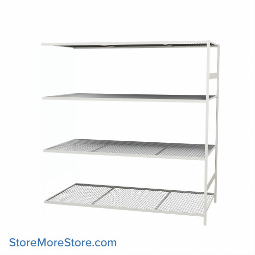 Wide Span Shelving, 96" W x 48" D x 99" H, Open - Adder, Heavy-Duty (12-Gauge), Wire, 4 Adjustable Levels