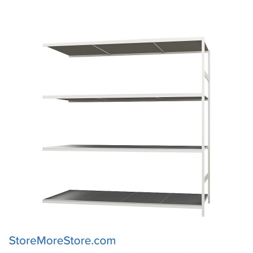 Wide Span Shelving, 96" W x 48" D x 99" H, Open - Adder, Heavy-Duty (12-Gauge), Steel, 4 Adjustable Levels