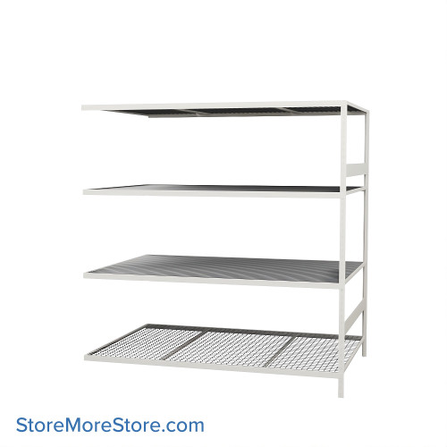 Wide Span Shelving, 72" W x 48" D x 75" H, Open - Adder, Medium-Duty (14-Gauge), Wire, 4 Adjustable Levels