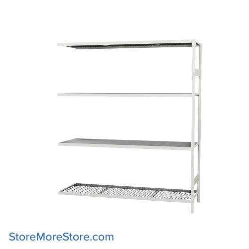 Wide Span Shelving, 72" W x 24" D x 87" H, Open - Adder, Heavy-Duty (12-Gauge), Wire, 3 Adjustable Levels