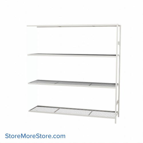 Wide Span Shelving, 96" W x 24" D x 99" H, Open - Adder, Heavy-Duty (12-Gauge), Wire, 4 Adjustable Levels